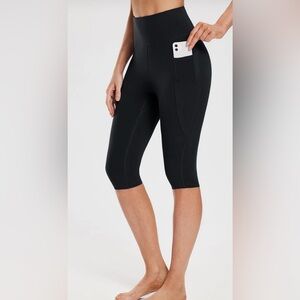 NWT Baleaf Women's Black High-Waist knee length Capris size large